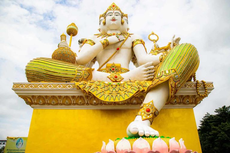 Huge Statue Of Siva The God At Wat Saman Rattanaram Worawihan